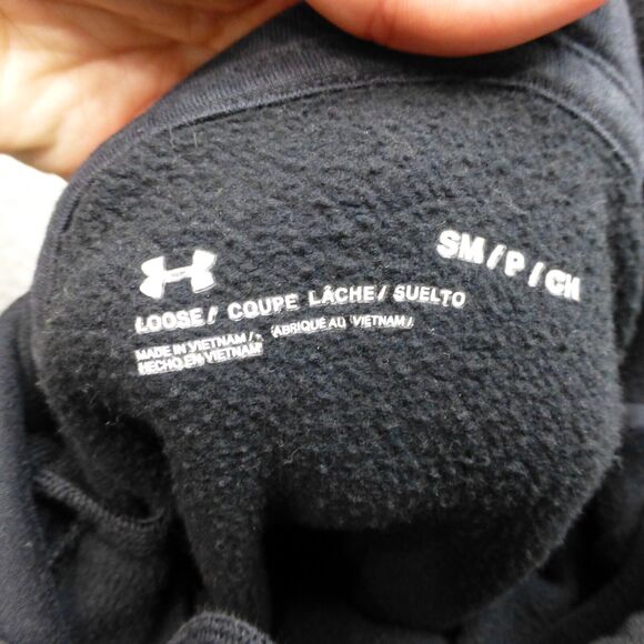 Under Armour Hoodie Mens Small Black Pullover Sweater Sweatshirt Loose Gym - Picture 4 of 8